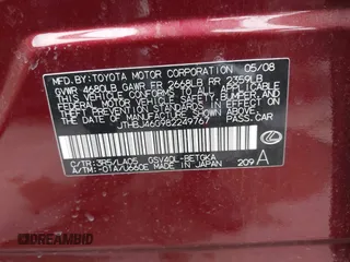 2008 Lexus ES 330 z VIN JTHBJ46G982249767, wystawiony jako IAAI lot #42285179 z przebiegiem 166 494 mil mil oraz . Historia ofert i sprzedaży dostępna na DreamBid. Obrazek 9.