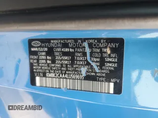 2020 Hyundai Kona SEL with VIN KM8K2CAA4LU569695, listed as a Copart auction lot 60736185 with 63,782 mi miles and Salvage title. Bid and sale history available at DreamBid. Image 13.