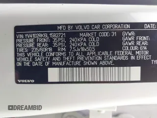 2020 Volvo XC60 Momentum с VIN YV4102RK6L1582721, выставлен на аукционе IAAI как лот 42189782 с пробегом 120 704 миль миль и . История ставок и продаж доступна на DreamBid. Изображение 9.