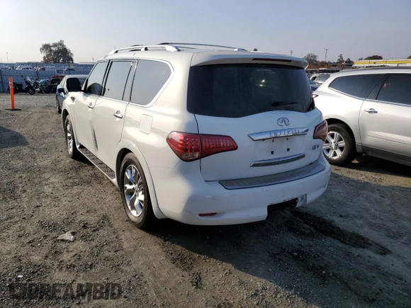 2011 Infiniti QX56 7-passenger with VIN JN8AZ2NF6B9502503, listed as a Copart auction lot 83369704 with Not provided miles and Salvage title. Bid and sale history available at DreamBid. Image 2.