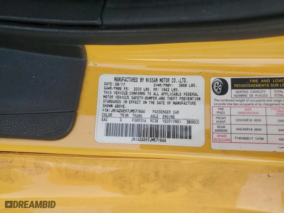 2018 Nissan 370Z Coupe with VIN JN1AZ4EH7JM571644, listed as a Copart auction lot 80171184 with 62494 miles and Salvage Title. Bid and sale history available at carsss.com. Image 12.
