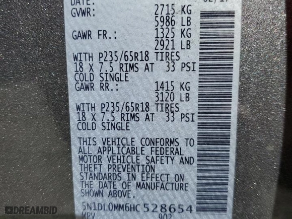 2017 Infiniti QX60 with VIN 5N1DL0MM6HC528654, listed as a Copart auction lot 45187545 with 161,625 mi miles and Salvage Title. Bid and sale history available at carsss.com. Image 15.