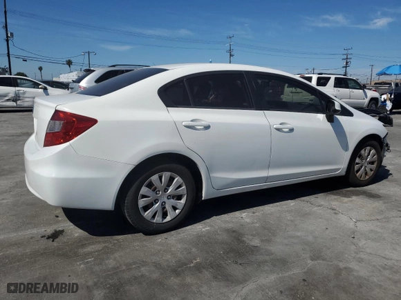 2012 Honda Civic Sdn LX with VIN 19XFB2F50CE328856, listed as a Copart auction lot 52494395 with 152,866 mi miles and Salvage Title. Bid and sale history available at carsss.com. Image 3.
