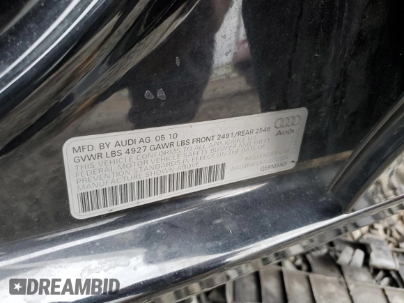 2010 Audi A4 2.0T Premium with VIN WAUBFAFL9AN070306, listed as a Copart auction lot 47999735 with 103,960 mi miles and Salvage Title. Bid and sale history available at carsss.com. Image 12.
