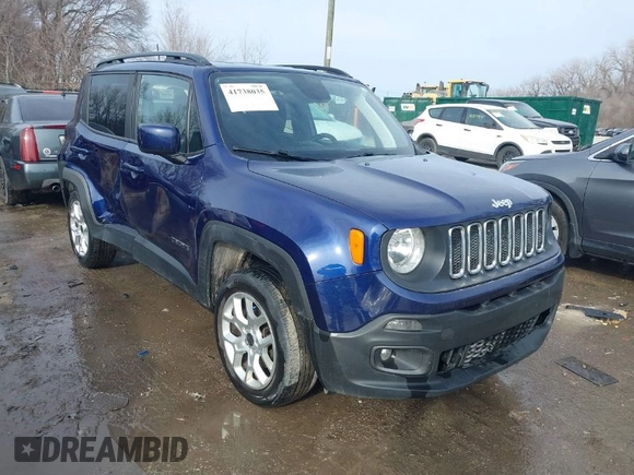 2018 Jeep Renegade Latitude with VIN ZACCJBBB8JPH52142, listed as a IAAI auction lot 41738035 with 91,443 mi miles and . Bid and sale history available at carsss.com. Image 1.