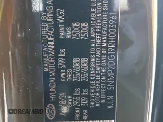 2024 Hyundai Santa Fe Hybrid SEL with VIN 5NMP2DG19RH003961, listed as a Copart auction lot 82973614 with 16,226 mi miles and Salvage Title. Bid and sale history available at carsss.com. Image 13.