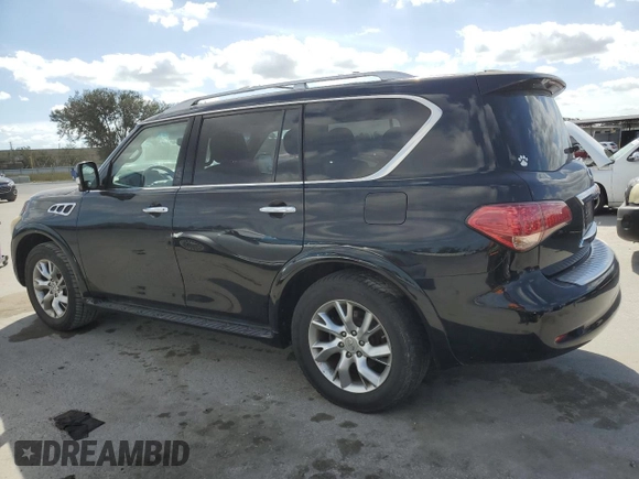 2011 Infiniti QX56 7-passenger with VIN JN8AZ2NF7B9501652, listed as a Copart auction lot 76238674 with 102,157 mi miles and Salvage Title. Bid and sale history available at carsss.com. Image 2.