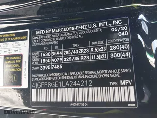 2020 Mercedes-Benz GLS with VIN 4JGFF8GE1LA244212, listed as a IAAI auction lot 41735130 with 30,253 mi miles. Bid and sale history available at carsss.com. Image 9.
