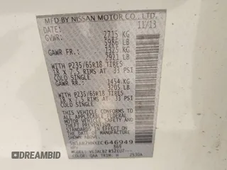 2014 Nissan Pathfinder SL с VIN 5N1AR2MNXEC646949, выставлен на аукционе IAAI как лот 42668722 с пробегом Не указан миль и . История ставок и продаж доступна на DreamBid. Изображение 9.