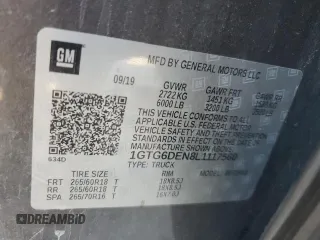 2020 GMC Canyon 4WD SLT with VIN 1GTG6DEN8L1117560, listed as a Copart auction lot 79890664 with 80,260 mi miles and Salvage Title. Bid and sale history available at carsss.com. Image 13.