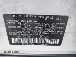 2012 Subaru Forester X Premium with VIN JF2SHADC9CH459997, listed as a IAAI auction lot 42588978 with 112,747 mi miles and . Bid and sale history available at DreamBid. Image 9.
