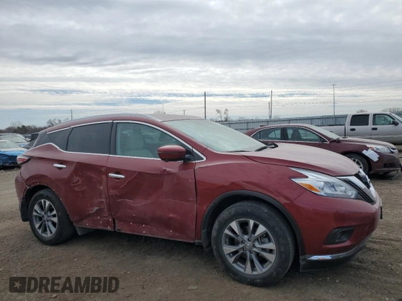 2017 Nissan Murano SL with VIN 5N1AZ2MH2HN198015, listed as a Copart auction lot 47295485 with 47,946 mi miles and Salvage Title. Bid and sale history available at carsss.com. Image 4.