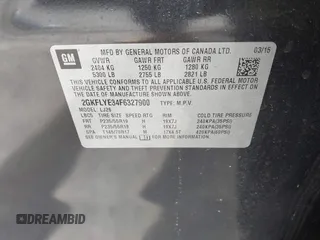 2015 GMC Terrain SLT with VIN 2GKFLYE34F6327900, listed as a IAAI auction lot 41592305 with 44,277 mi miles. Bid and sale history available at carsss.com. Image 9.