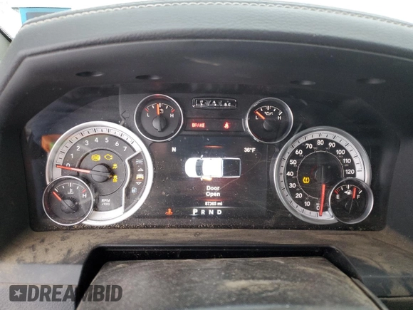 2015 Ram 2500 Laramie with VIN 3C6UR5FJ6FG588003, listed as a Copart auction lot 87527225 with 87,365 mi miles and Salvage Title. Bid and sale history available at carsss.com. Image 9.
