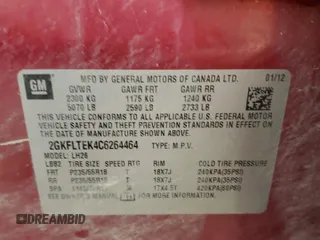 2012 GMC Terrain SLE-2 with VIN 2GKFLTEK4C6264464, listed as a Copart auction lot 54685025 with 153,644 mi miles and Salvage Title. Bid and sale history available at carsss.com. Image 13.