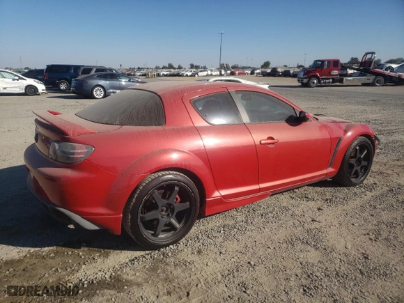 2004 Mazda RX-8 with VIN JM1FE173340122567, listed as a Copart auction lot 76424894 with 136,772 mi miles and Clean Title. Bid and sale history available at carsss.com. Image 3.