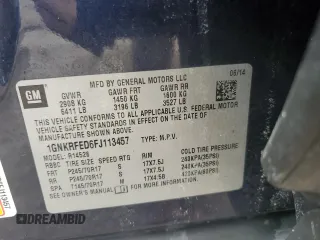 2015 Chevrolet Traverse LS z VIN 1GNKRFED6FJ113457, wystawiony jako Copart lot #74671954 z przebiegiem Nie podano mil oraz Szkoda całkowita • Salvage title. Historia ofert i sprzedaży dostępna na DreamBid. Obrazek 14.
