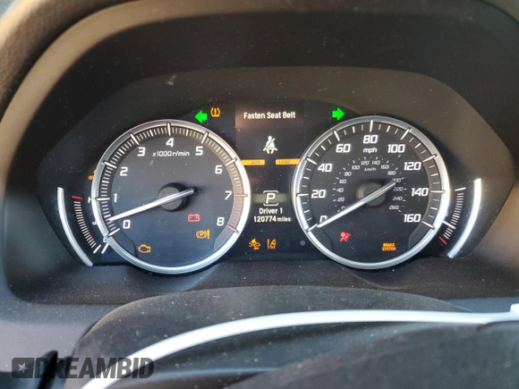 2016 Acura TLX V6 Advance with VIN 19UUB3F79GA000215, listed as a Copart auction lot 73497514 with 120,774 mi miles and Salvage Title. Bid and sale history available at carsss.com. Image 9.