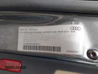 2018 Audi A4 Premium Plus with VIN WAUENAF45JN009737, listed as a IAAI auction lot 41705608 with 1 mi miles. Bid and sale history available at carsss.com. Image 9.
