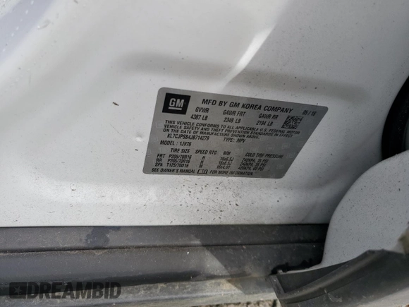 2018 Chevrolet Trax LT with VIN KL7CJPSB4JB714279, listed as a Copart auction lot 84242284 with 83,942 mi miles and Salvage Title. Bid and sale history available at carsss.com. Image 13.