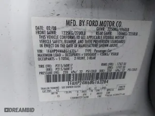 2008 Ford Taurus SEL with VIN 1FAHP24W68G163284, listed as a IAAI auction lot 41793272 with 103914 miles. Bid and sale history available at carsss.com. Image 9.