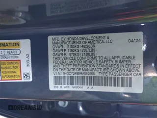 2024 Honda Accord Touring with VIN 1HGCY2F89RA062505, listed as a IAAI auction lot 41763242 with Not provided miles and . Bid and sale history available at DreamBid. Image 9.