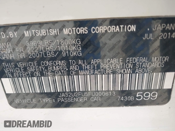 2015 Mitsubishi Lancer ES z VIN JA32U2FU5FU000613, wystawiony jako IAAI lot #42290219 z przebiegiem 138 832 mil mil oraz . Historia ofert i sprzedaży dostępna na DreamBid. Obrazek 9.
