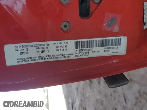 2004 Dodge Neon SE z VIN 1B3ES26C94D507377, wystawiony jako Copart lot #58081945 z przebiegiem 107 527 mil mil oraz Tytuł czysty. Historia ofert i sprzedaży dostępna na DreamBid. Obrazek 12.