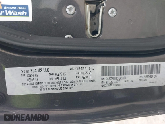 2019 Chrysler 300 S with VIN 2C3CCABG8KH601034, listed as a IAAI auction lot 41571454 with 104,632 mi miles and . Bid and sale history available at DreamBid. Image 9.