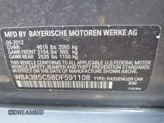 2013 BMW 3 Series 328i xDrive with VIN WBA3B5C58DF591108, listed as a IAAI auction lot 42404978 with 173,432 mi miles and . Bid and sale history available at DreamBid. Image 9.