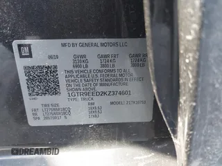 2019 GMC Sierra 1500 with VIN 1GTR9EED2KZ374601, listed as a IAAI auction lot 41329820 with 70,288 mi miles and . Bid and sale history available at DreamBid. Image 9.
