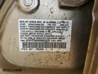 2006 Honda Pilot EX-L with RES with VIN 5FNYF286X6B003228, listed as a Copart auction lot 46131665 with 0 mi miles and Salvage Title. Bid and sale history available at carsss.com. Image 13.