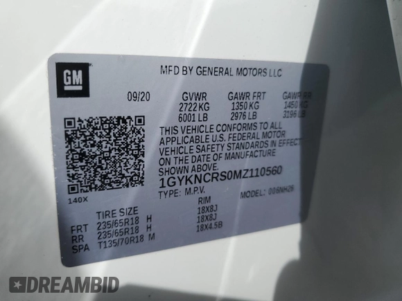 2021 Cadillac XT5 FWD Premium Luxury with VIN 1GYKNCRS0MZ110560, listed as a Copart auction lot 52779575 with 44,559 mi miles and Salvage title. Bid and sale history available at DreamBid. Image 14.