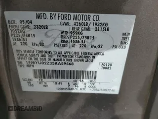 2005 Ford Escape XLS Value with VIN 1FMYU02Z35KA59568, listed as a Copart auction lot 71720604 with 184,007 mi miles and Salvage Title. Bid and sale history available at carsss.com. Image 13.
