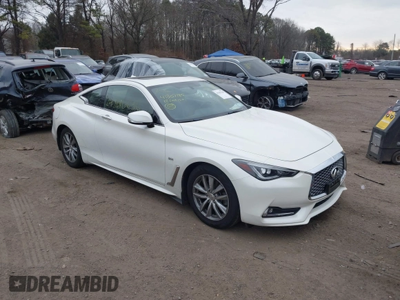 2018 Infiniti Q60 Luxe with VIN JN1EV7EL9JM392962, listed as a IAAI auction lot 41307185 with 58,280 mi miles and . Bid and sale history available at DreamBid. Image 1.