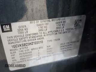 2017 Chevrolet Silverado 1500 LTZ with VIN 1GCVKSEC5HZ122018, listed as a Copart auction lot 83535064 with 116,716 mi miles and Salvage Title. Bid and sale history available at carsss.com. Image 12.