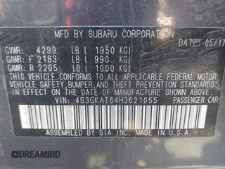 2017 Subaru Impreza Limited с VIN 4S3GKAT64H3621055, выставлен на аукционе IAAI как лот 42031908 с пробегом 142 595 миль миль и . История ставок и продаж доступна на DreamBid. Изображение 9.