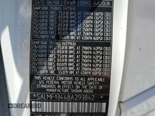 2008 Land Rover Range Rover SC with VIN SALMF13448A293842, listed as a Copart auction lot 53118915 with 134,429 mi miles and Salvage title. Bid and sale history available at DreamBid. Image 13.