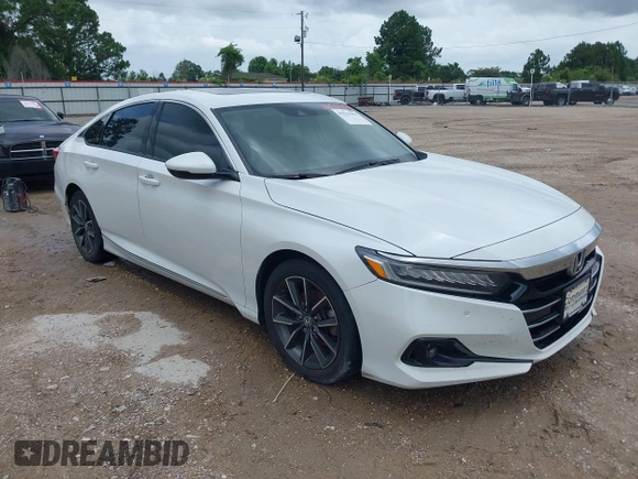 2021 Honda Accord EX-L with VIN 1HGCV1F54MA081514, listed as a IAAI auction lot 42516394 with 54,130 mi miles and . Bid and sale history available at DreamBid. Image 1.
