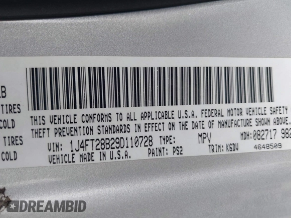 2009 Jeep Patriot Sport z VIN 1J4FT28B29D110728, wystawiony jako IAAI lot #42264825 z przebiegiem 194 459 mil mil oraz . Historia ofert i sprzedaży dostępna na DreamBid. Obrazek 9.