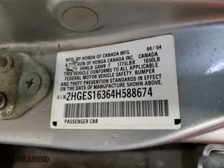 2004 Honda Civic VP with VIN 2HGES16364H588674, listed as a Copart auction lot 47623565 with 118,979 mi miles and Salvage Title. Bid and sale history available at carsss.com. Image 14.