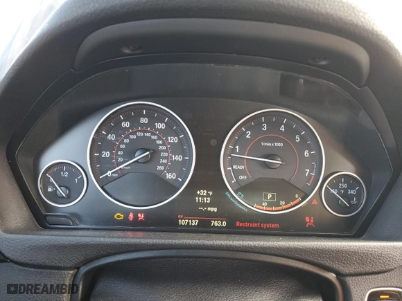 2014 BMW 3 Series 335i xDrive with VIN WBA3B9G55ENR92091, listed as a Copart auction lot 82000313 with 107,137 mi miles and Salvage Title. Bid and sale history available at carsss.com. Image 9.