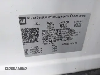 2022 GMC Terrain SLE z VIN 3GKALTEV7NL126632, wystawiony jako IAAI lot #42355052 z przebiegiem 44 777 mil mil oraz . Historia ofert i sprzedaży dostępna na DreamBid. Obrazek 9.