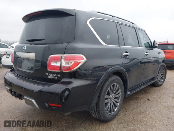 2019 Nissan Armada Platinum with VIN JN8AY2NEXK9756080, listed as a IAAI auction lot 41565485 with 58,521 mi miles. Bid and sale history available at carsss.com. Image 4.