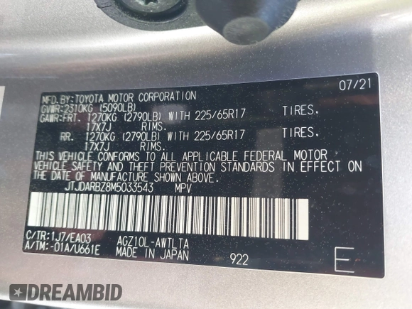2021 Lexus NX 300 с VIN JTJDARBZ8M5033543, выставлен на аукционе IAAI как лот 41875172 с пробегом Не указан миль и . История ставок и продаж доступна на DreamBid. Изображение 9.