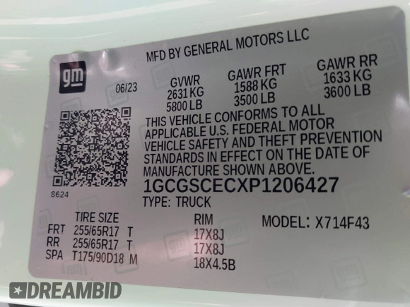 2023 Chevrolet Colorado 2WD LT with VIN 1GCGSCECXP1206427, listed as a IAAI auction lot 42538205 with 121,089 mi miles and . Bid and sale history available at DreamBid. Image 9.