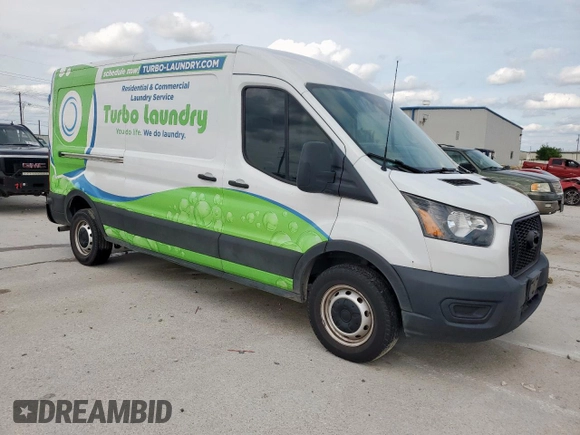 2021 Ford Transit Cargo with VIN 1FTBR1C87MKA37448, listed as a Copart auction lot 55952795 with 78,952 mi miles and Salvage title. Bid and sale history available at DreamBid. Image 4.