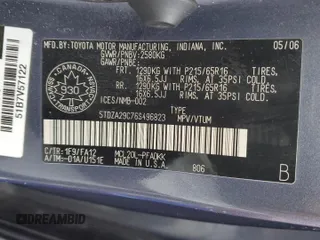 2006 Toyota Sienna with VIN 5TDZA29C76S496823, listed as a Copart auction lot 47431695 with 249,295 mi miles and Salvage Title. Bid and sale history available at DreamBid. Image 14.