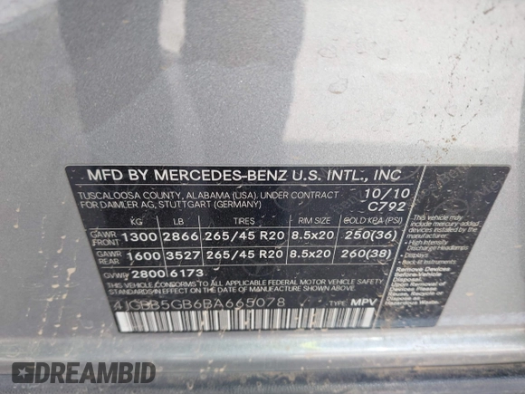 2011 Mercedes-Benz M 350 z VIN 4JGBB5GB6BA665078, wystawiony jako IAAI lot #41803637 z przebiegiem 141 251 mil mil oraz . Historia ofert i sprzedaży dostępna na DreamBid. Obrazek 9.