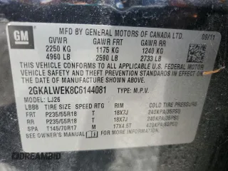 2012 GMC Terrain SLT-2 with VIN 2GKALWEK8C6144081, listed as a Copart auction lot 58660315 with 170,350 mi miles and Clean title. Bid and sale history available at DreamBid. Image 13.